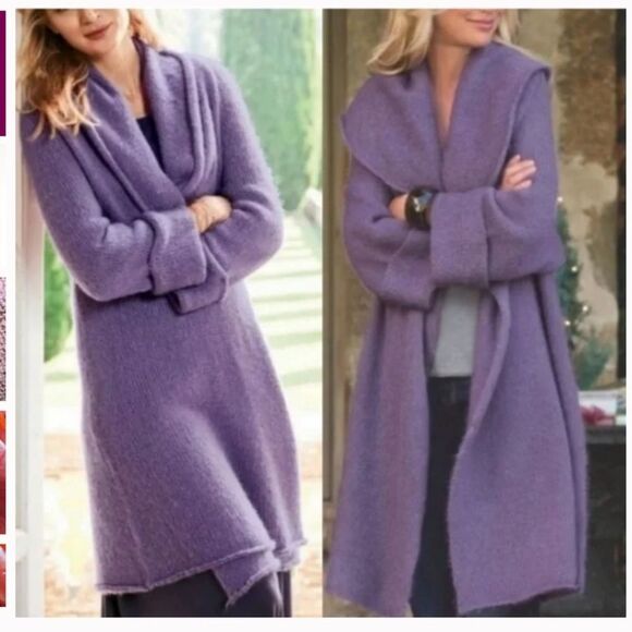 Soft Surroundings Telluride Wool Alpaca Topper Open Front Cardigan Sweater Small - Picture 2 of 9